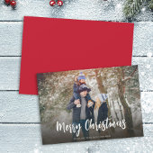 Eenvoudige One Photo Red Script-typografie Feestdagenkaart