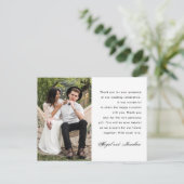 Eenvoudige One Photo Wedding Bedankt Bericht Briefkaart (Staand voorkant)
