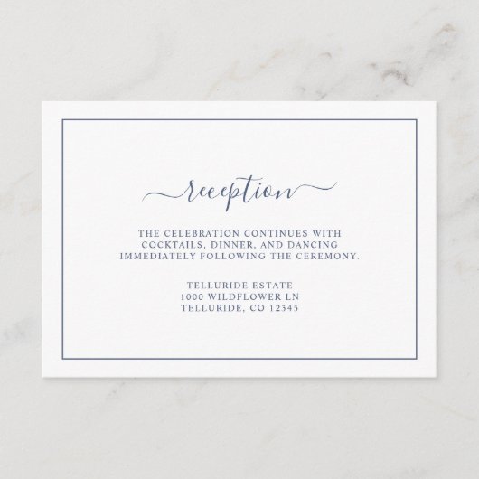 Eenvoudige ontvangst bruiloft informatiekaartje (Voorkant)