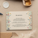 Eenvoudige ontvangst van Wildflower Fern beige bru Informatiekaartje<br><div class="desc">Dit Eenvoudige ontwerp van de Kaart van de Verzameling van de Band van de Band van de Vrouw van de Vlek is een elegante regeling van klassieke gouden geometrische lijsten die met delicate boho florale groenery bouquets en stengels worden getild. Met een palet van tijdloze ivoorbeige achtergronden met eenvoudige klassieke...</div>