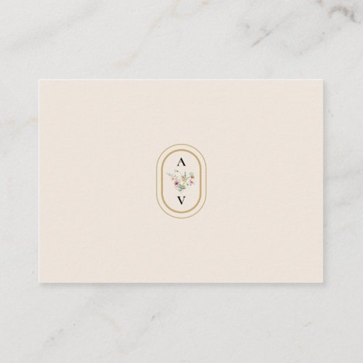 Eenvoudige ontvangst van Wildflower Fern beige bru Informatiekaartje (Achterkant)