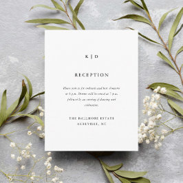 Eenvoudige ontvangst van zwart-witbruiloft informatiekaartje