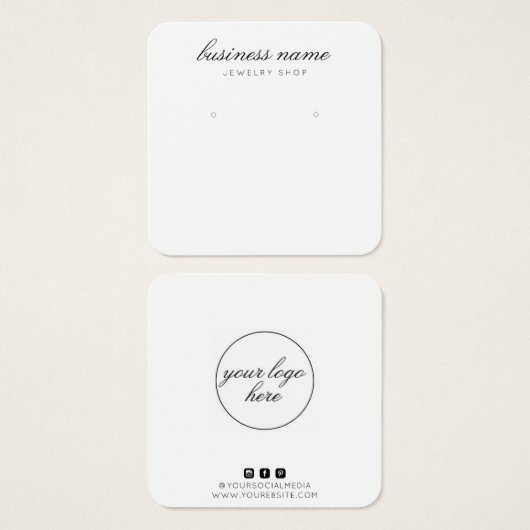 Eenvoudige, oorbare juwelenkaart vierkante visitekaartjes (Voorkant /achterkant)