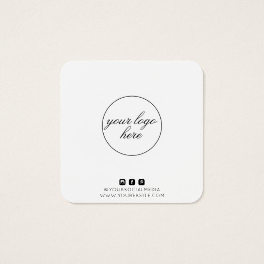 Eenvoudige, oorbare juwelenkaart vierkante visitekaartjes (Achterkant)