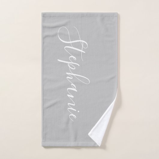 Eenvoudige, op het zilver afgestemde monogram werk handdoek (Handdoek)