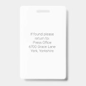 Eenvoudige op maat gemaakte foto ID Journalist Per Badge (Achterkant)