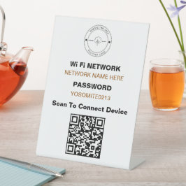 Eenvoudige op maat gemaakte Logo QR-code WiFi Deta Reclamebord Met Voetstuk