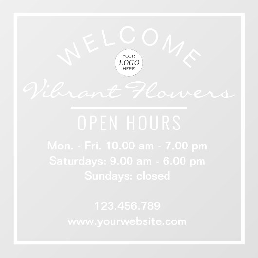 Eenvoudige open-urenopslag welkomstgebarentekens raamsticker (Vel)