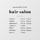 Eenvoudige openingsuren kapsalon onderneming raamsticker (Vel)