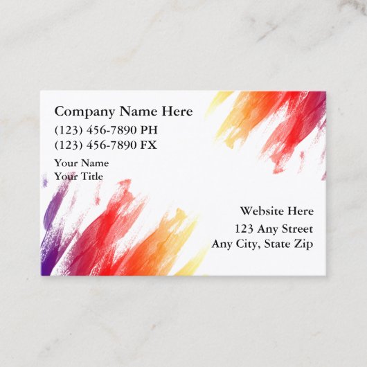 Eenvoudige opmaak en kleurig ontwerp schilderen visitekaartje (Voorkant)