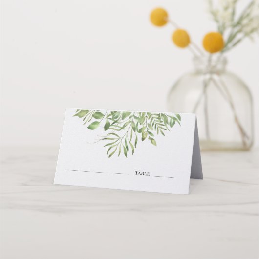 Eenvoudige opslag | wit | Greenery Wedding Design Plaatskaartje (Voorkant)