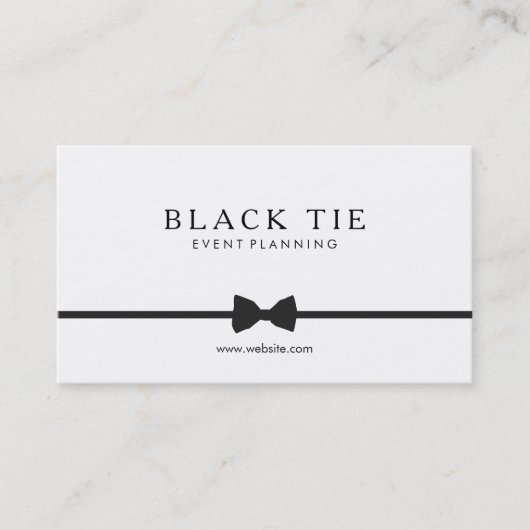 Eenvoudige optionele zwarte Stropdas Event Planner Visitekaartje (Voorkant)