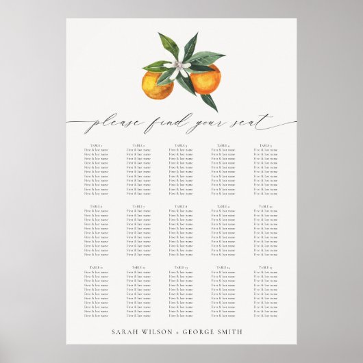 Eenvoudige Oranje Boho Botanische Bruiloft Instell Poster (Voorkant)