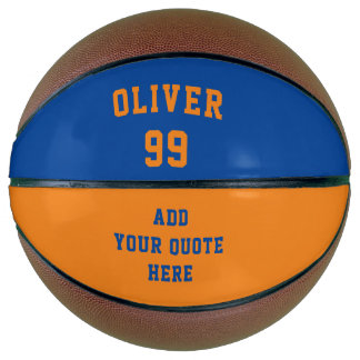 Eenvoudige Oranje en Blauwe Naam Nummer Citaat Basketbal