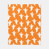 Eenvoudige Oranje en Witte Geesten Halloween Fleece Deken (Voorkant)
