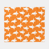 Eenvoudige Oranje en Witte Geesten Halloween Fleece Deken (Voorkant (Horizontaal))