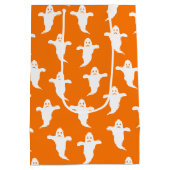 Eenvoudige Oranje en Witte Geesten Halloween Medium Cadeauzakje (Achterkant)