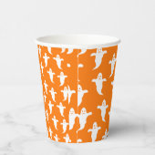 Eenvoudige Oranje en Witte Geesten Halloween Papieren Bekers (Rechts)