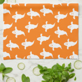 Eenvoudige Oranje en Witte Geesten Halloween Theedoek (Gevouwen)