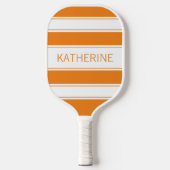 Eenvoudige Oranje en Witte Striped douanenaam Pickleball Paddle (Voorkant)