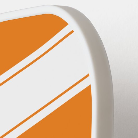 Eenvoudige Oranje en Witte Striped douanenaam Pickleball Paddle (Links Detail)