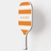 Eenvoudige Oranje en Witte Striped douanenaam Pickleball Paddle (Links)