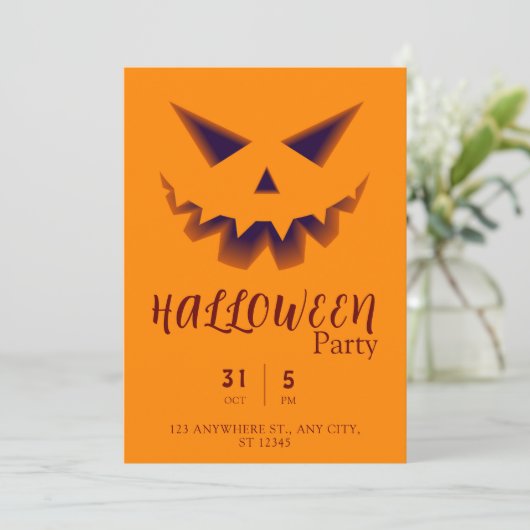 Eenvoudige Oranje enge gezicht pompoen Halloween P Kaart (Staand voorkant)