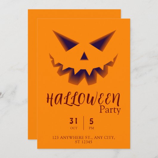 Eenvoudige Oranje enge gezicht pompoen Halloween P Kaart (Voorkant / Achterkant)