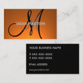 Eenvoudige oranje fade aangepaste monogram kaarten visitekaartje (Voorkant / Achterkant)