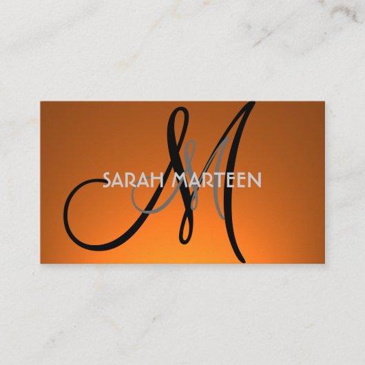 Eenvoudige oranje fade aangepaste monogram kaarten visitekaartje (Voorkant)