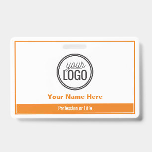 Eenvoudige Oranje Kleurblok Professionele Naambadg Badge