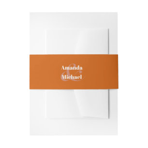 Eenvoudige Oranje Moderne Minimalistische Bruid en Uitnodigingen Wikkel