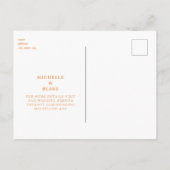 Eenvoudige Oranje Monogram Bruiloft Save the Date Briefkaart (Achterkant)