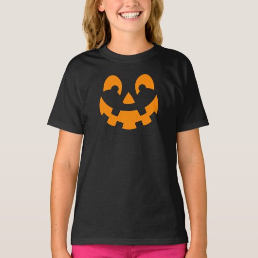 Eenvoudige Oranje pompoen gezicht silhouet Hallowe T-shirt (Voorkant)