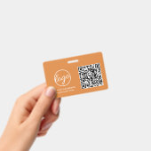 Eenvoudige Oranje QR-code Personeels-ID Badge (Handheld)
