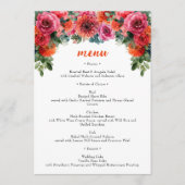 Eenvoudige Oranje Roze Waterverf Bloemen bruiloft Menu (Voorkant)