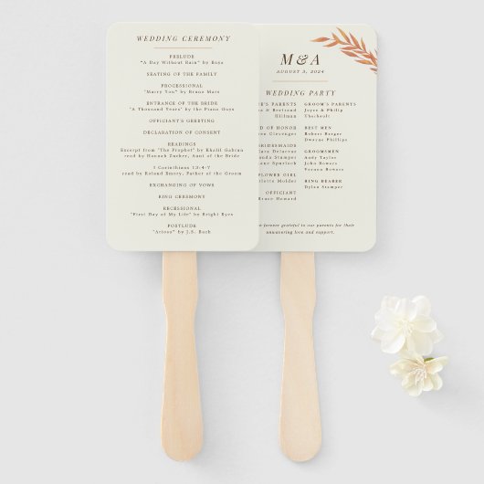 Eenvoudige Oranje tak van het Val Wedding Handwaaier (Voorkant en achterkant)