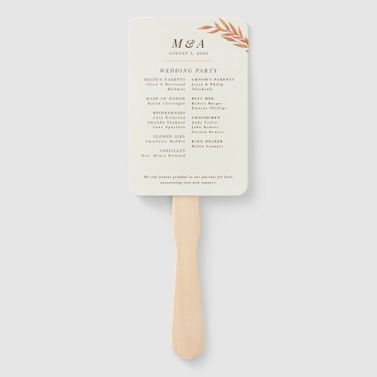 Eenvoudige Oranje tak van het Val Wedding Handwaaier (Achterkant)