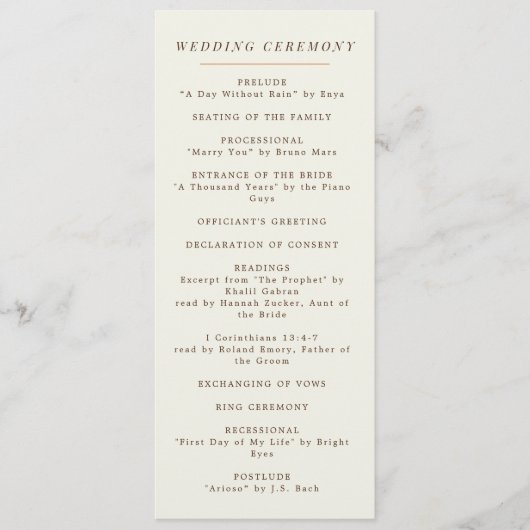 Eenvoudige Oranje tak van het Val Wedding Programmakaart (Voorkant)