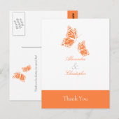 Eenvoudige Oranje vlinder Dank u Briefkaart (Voorkant / Achterkant)