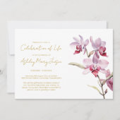 Eenvoudige Orchidee Levensviering Funeral Kaart (Voorkant)