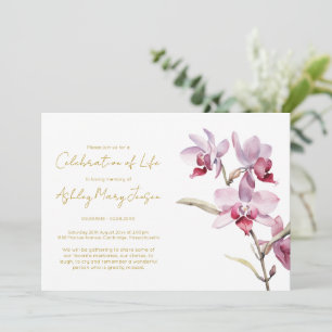 Eenvoudige Orchidee Levensviering Funeral Kaart