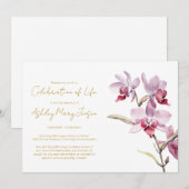 Eenvoudige Orchidee Levensviering Funeral Kaart (Voorkant / Achterkant)