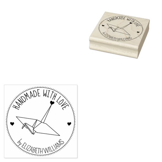Eenvoudige Origami Custom Handmade with love, Rubberstempel (Gestempeld)