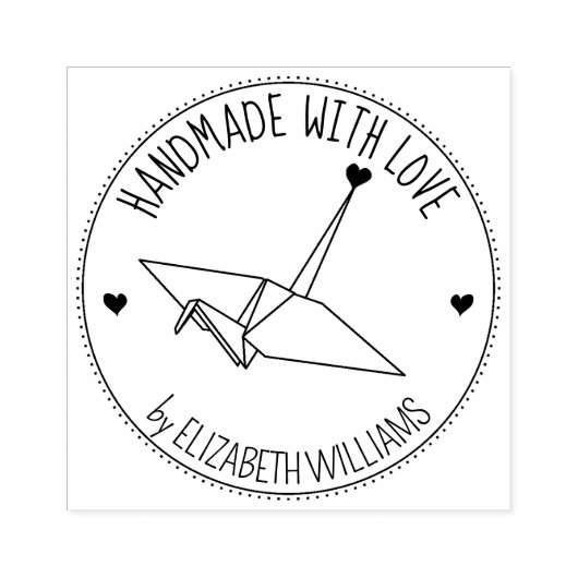 Eenvoudige Origami Custom Handmade with love, Rubberstempel (Afrduk)