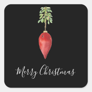 Eenvoudige originele Waterverf Red Greenery Christ Vierkante Sticker