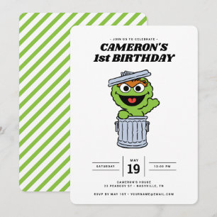 Eenvoudige Oscar voor de Grouch 1e verjaardag Uitn Kaart