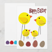 Eenvoudige oude stijl Paaskippen en Eieren Feestdagenkaart (Voorkant / Achterkant)