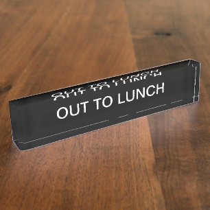 Eenvoudige out-to-lunch Message Desk Plaque Naambordje