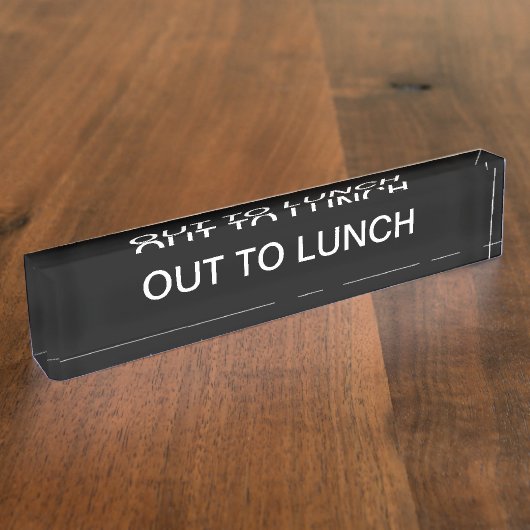 Eenvoudige out-to-lunch Message Desk Plaque Naambordje (Zijkant)